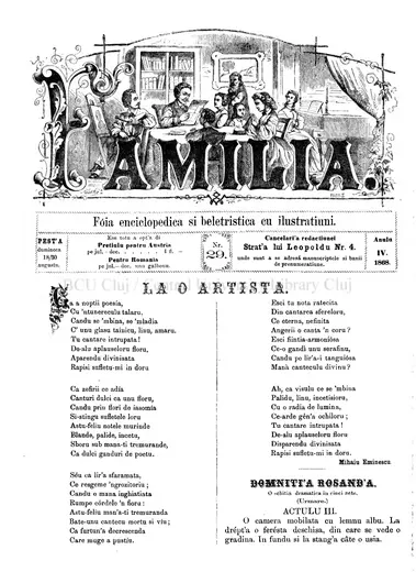 „La o artistă” — «Familia», 1868