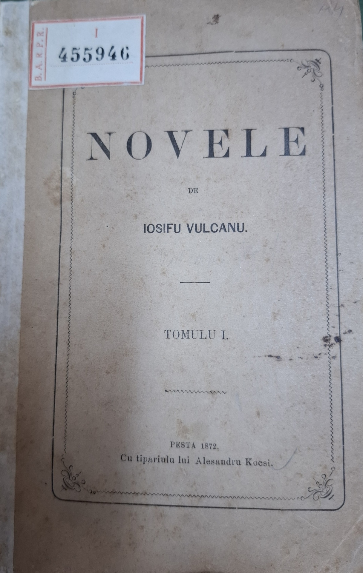 Coperta — Novele, tomul I
